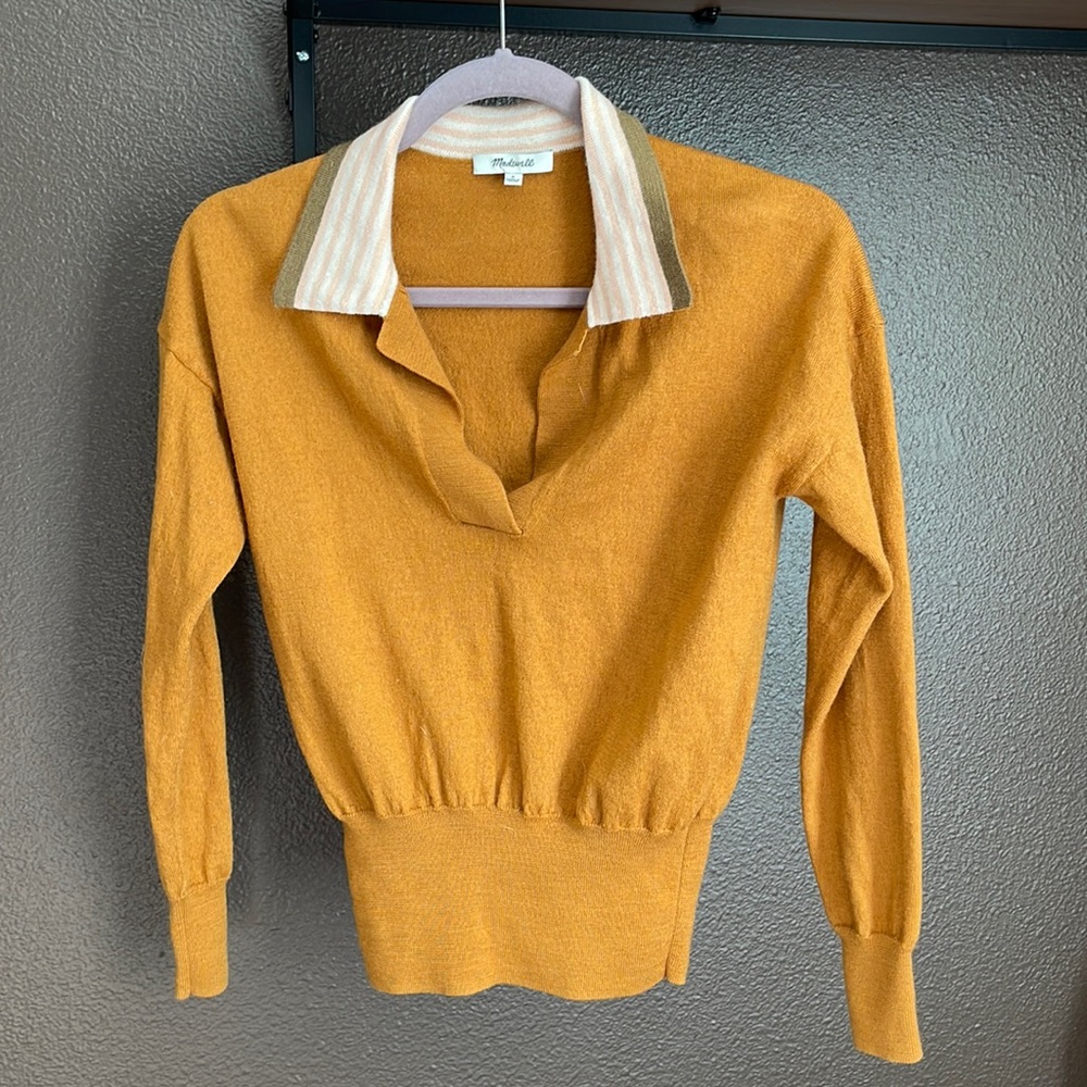 Small Madewell color-block sweater, 100% Merino Wool